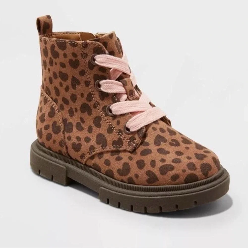 Girls Amaya Leopard Chelsea Boots kids sz 10
